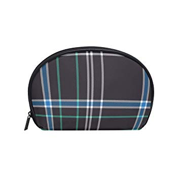 355x355 Half Moon Cosmetic Makeup Bag Black Plaid Texture Vector Toiletry