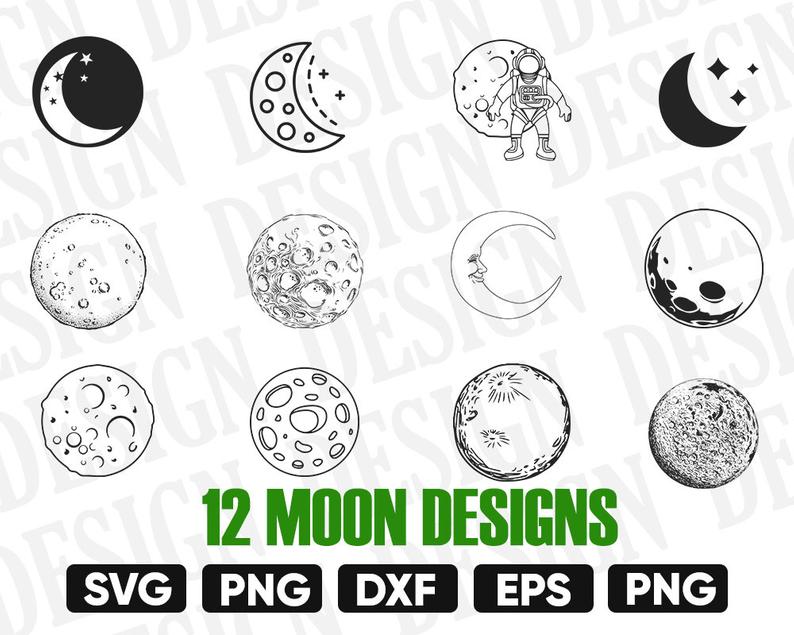794x635 Moon Moon Vector Moon Silhouette Moon Stencil Moon Etsy