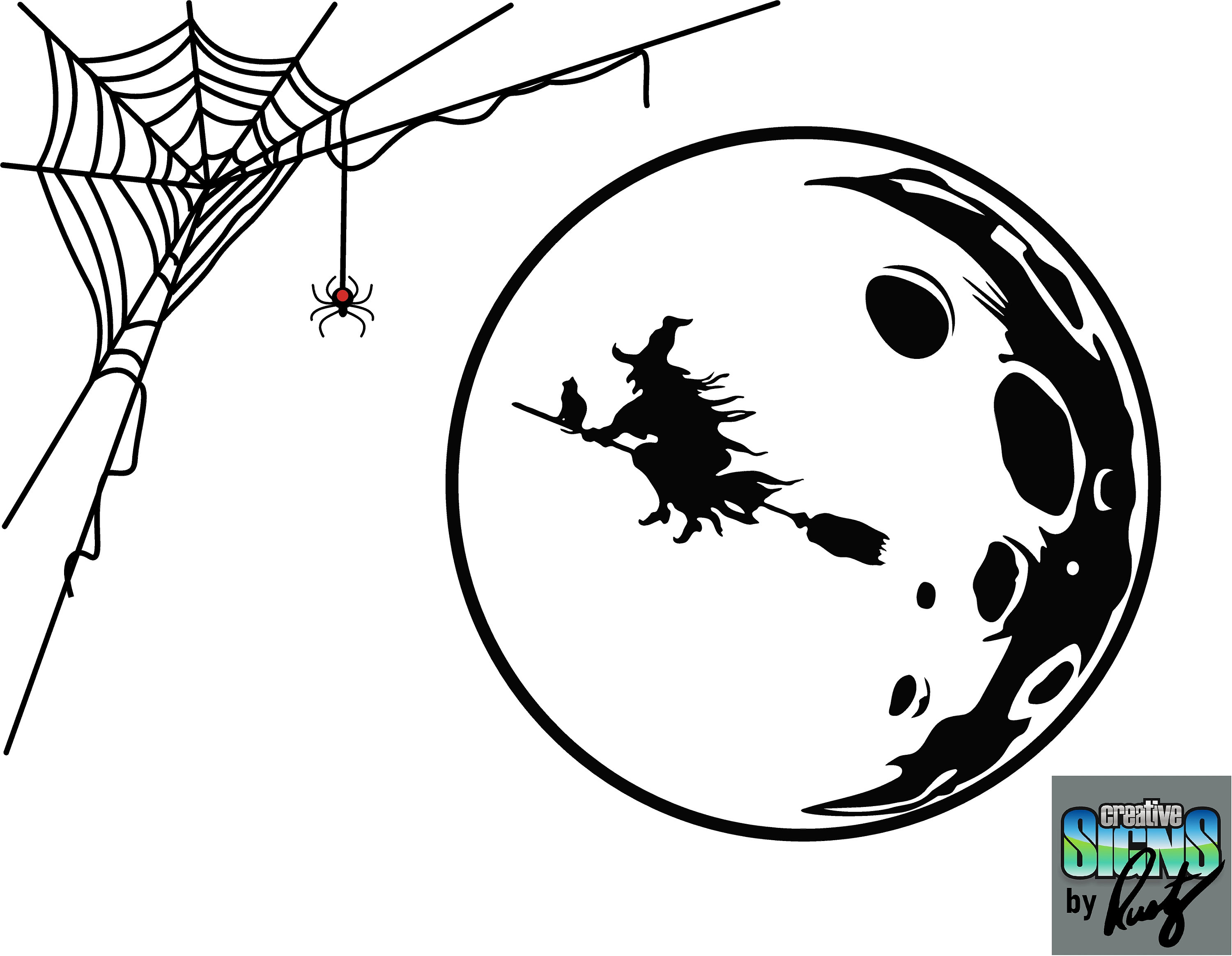 3000x2328 Vinyl Ready Halloween Spider Web Moon Vector Graphic Etsy
