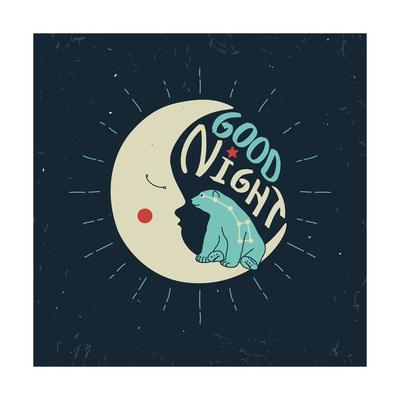 400x400 Good Night Polar Bear With Ursa Major Sitting On A Crescent Moon