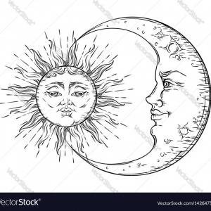 300x300 Retro Illustration Sun Moon Face Tattoo Boozeworthy
