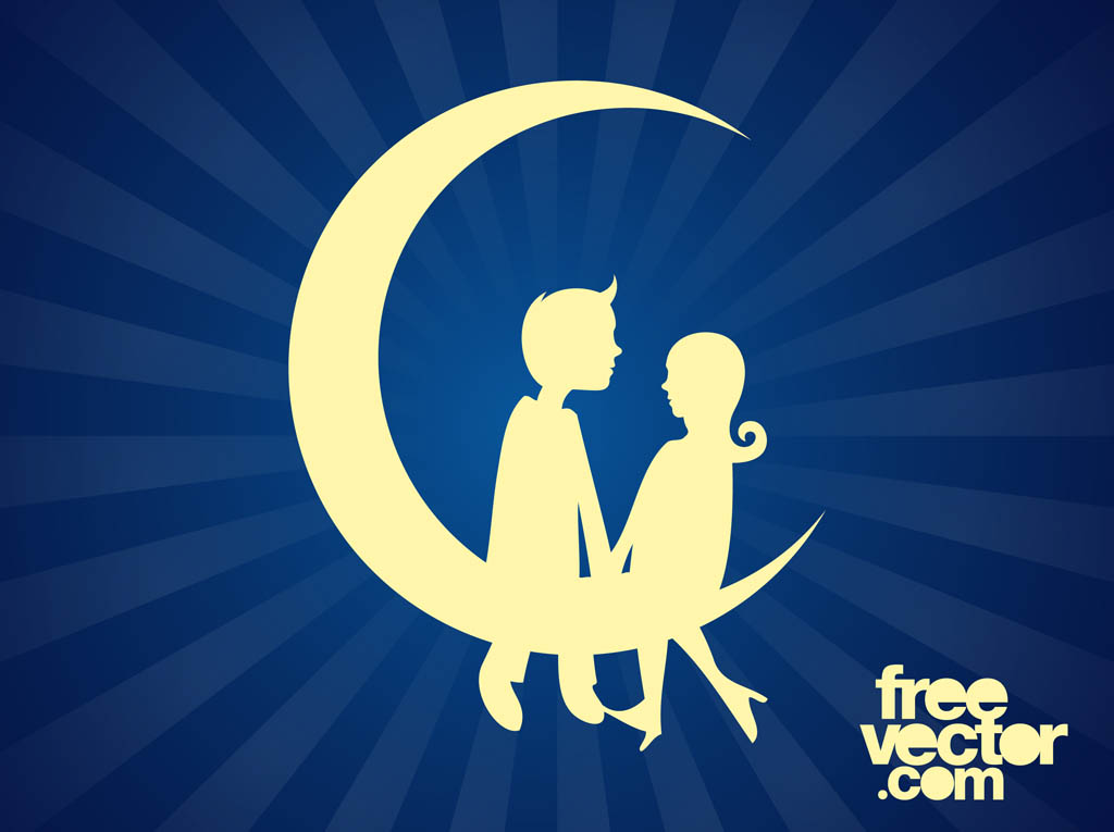 1024x765 Couple Sitting On Moon Vector Art Graphics