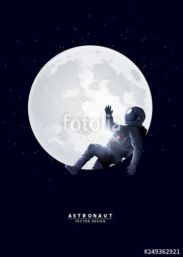 356x500 A Spaceman Astronaut Relaxing On The Moon Vector Illustration