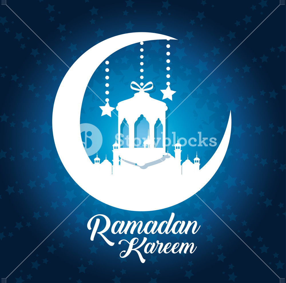 1000x990 Ramadan Kareem Card With Temple And Moon Vector Illustration