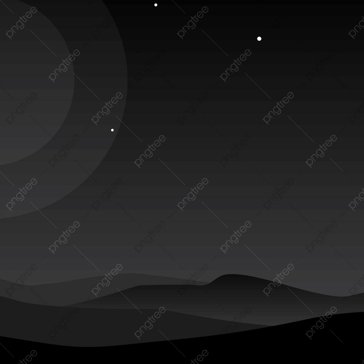 1200x1200 Black Night Landscape With Shiny Moon Vector Illustration, Sun