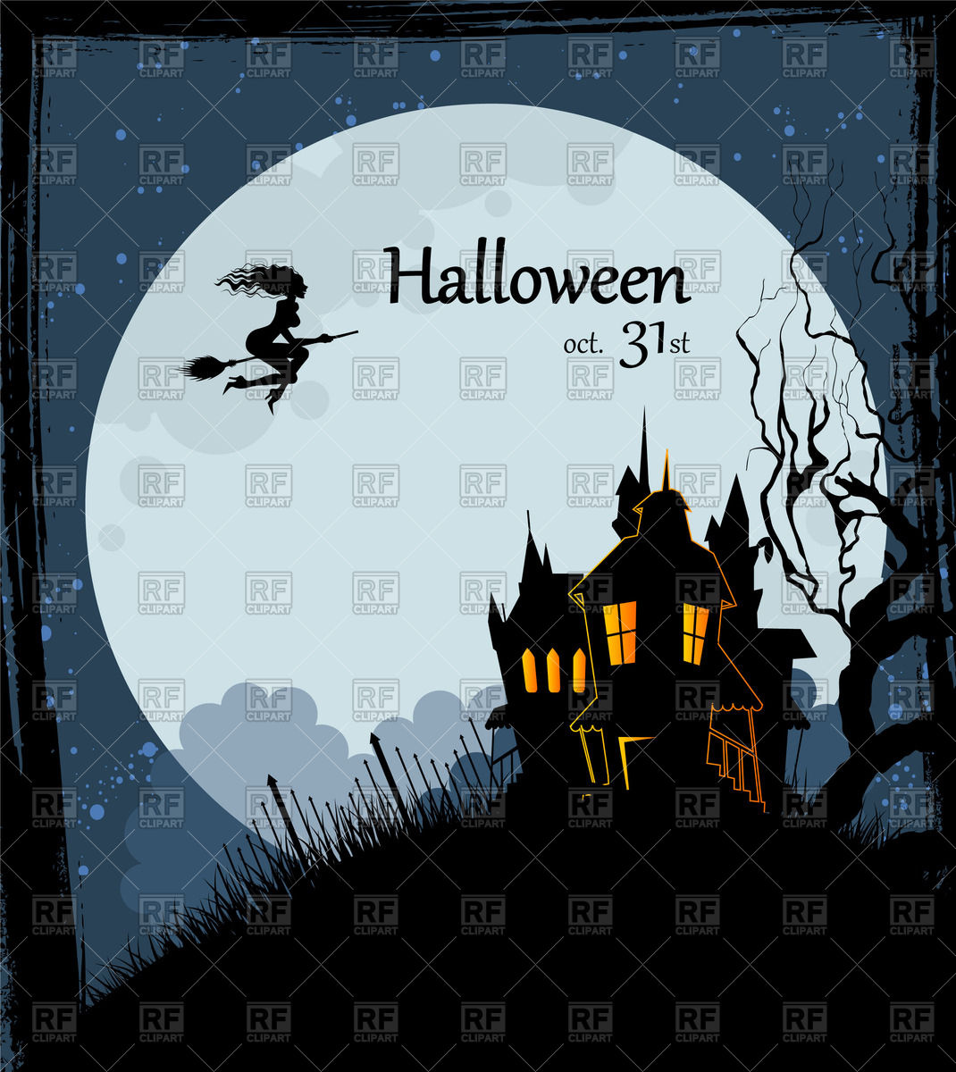 Frame With Cartoon Castle On The Background Of Large White Moon 1070x1200 Frame With Cartoon Castle On The Background Of Large White Moon