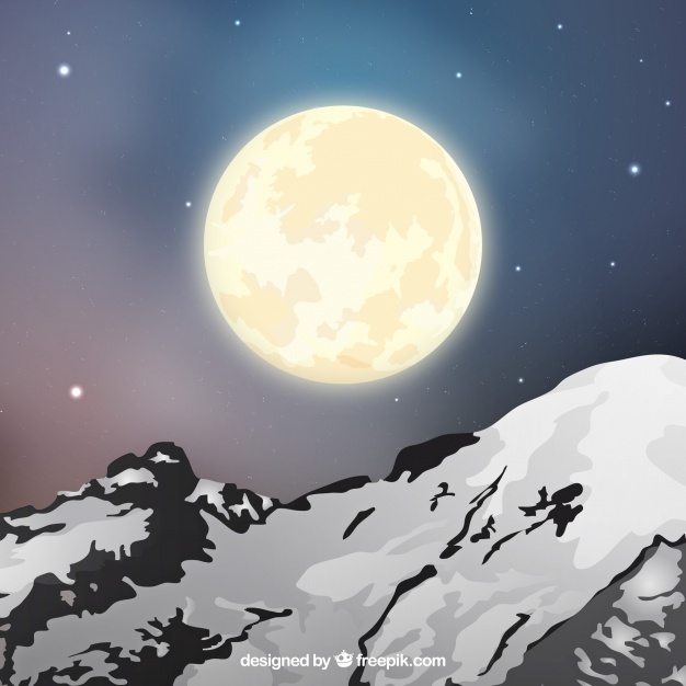 Landscape Background With Snowy Mountain And Moon Vector Free 626x626 Landscape Background With Snowy Mountain And Moon Vector Free