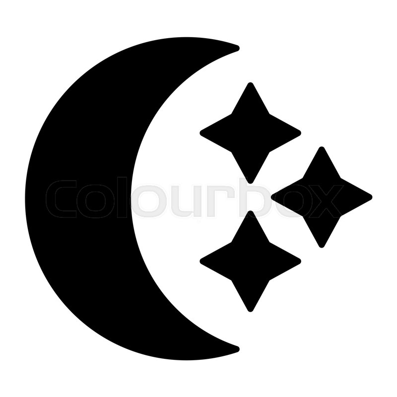 800x800 Crescent And Stars Solid Icon Moon Stock Vector Colourbox
