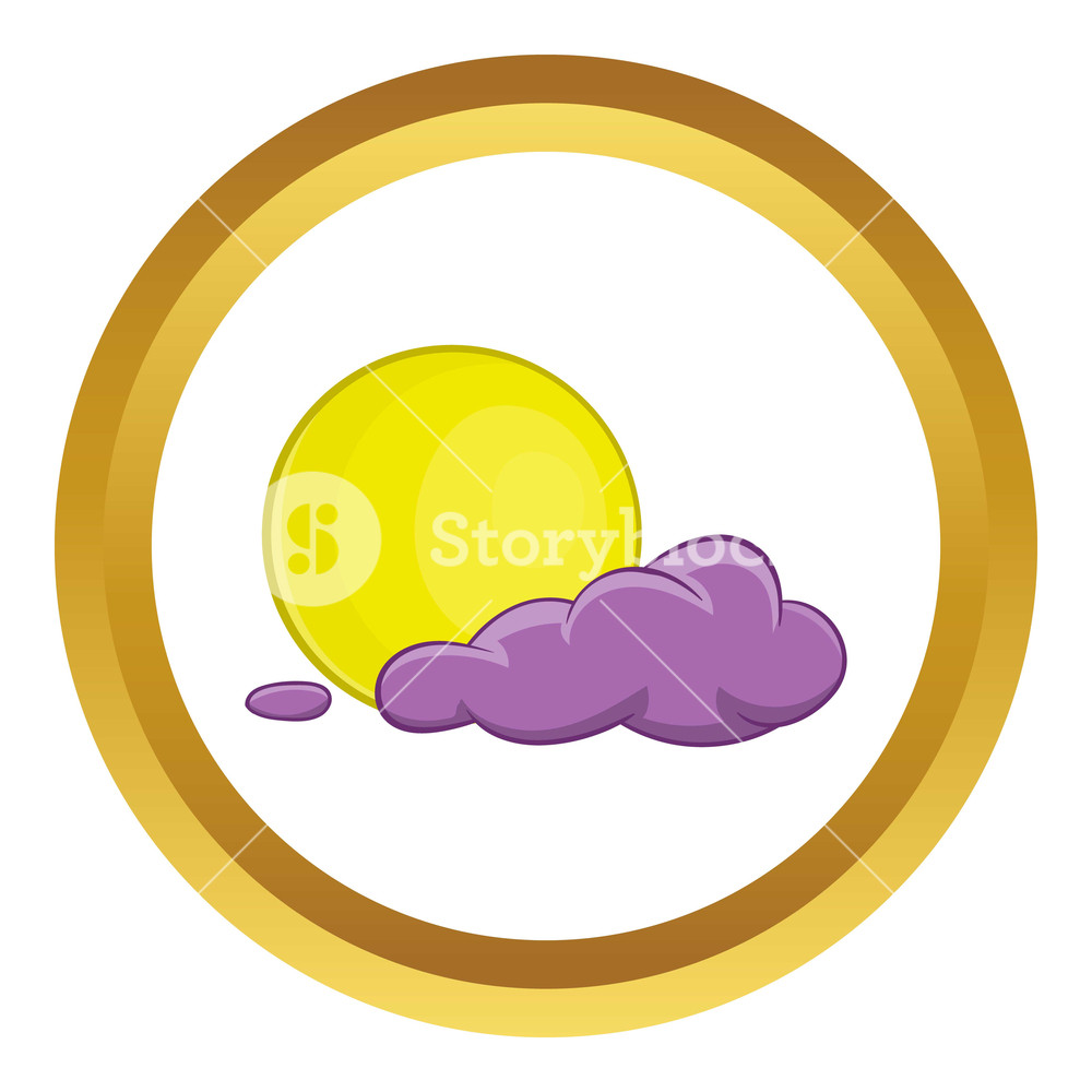 1000x1000 Halloween Full Moon Vector Icon In Golden Circle, Cartoon Style