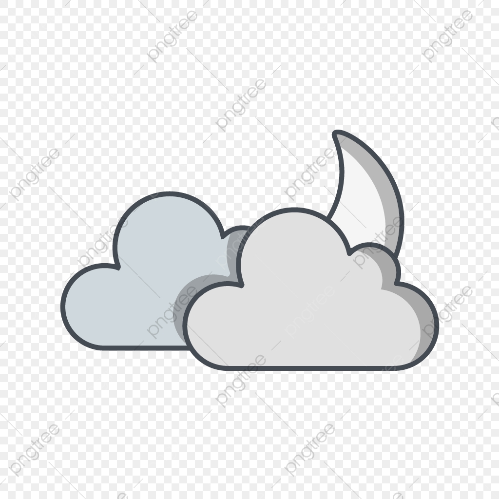 1024x1024 Cloud And Moon Vector Icon, Cloudy Icon, Moon Icon, Night Icon Png