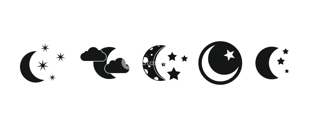 1000x410 Moon Icon Set Simple Set Of Moon Vector Icons For Web Design