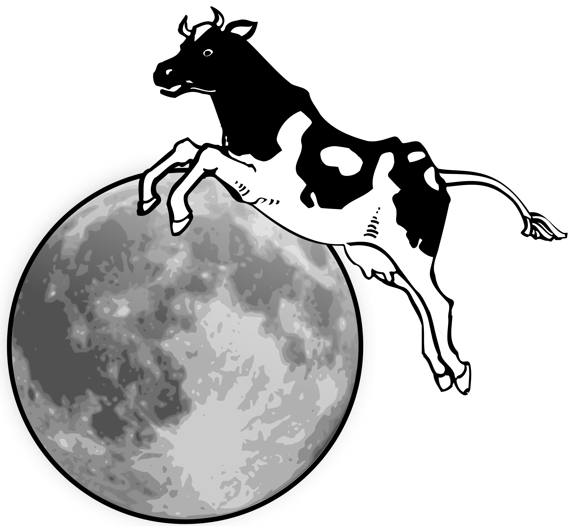 2400x2215 Cow Jumping Over The Moon Vector Clipart Image