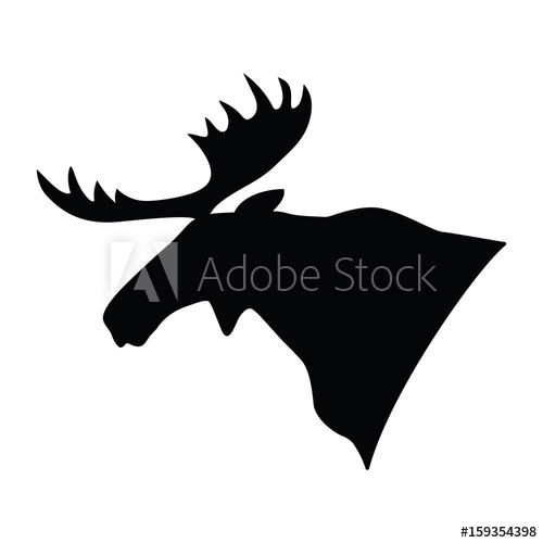 500x500 Silhouette Of A Moose's Head Vector Illustration