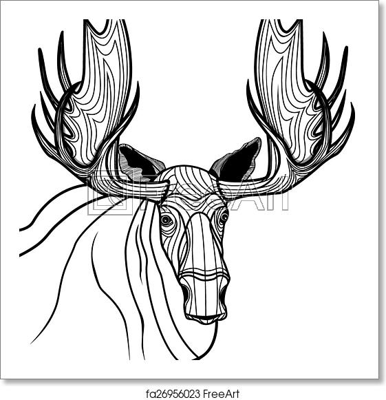 561x581 Free Art Print Of Moose Head Vector Animal Illustrati Moose Head