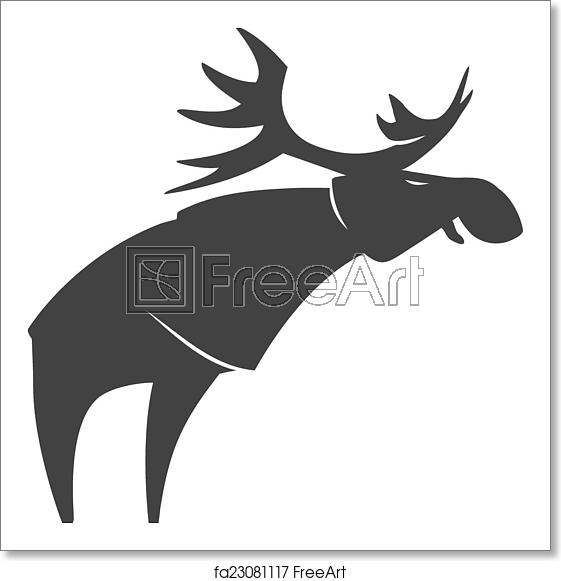 561x581 Free Art Print Of Stylized Silhouette Moose Logo Vector Emblem