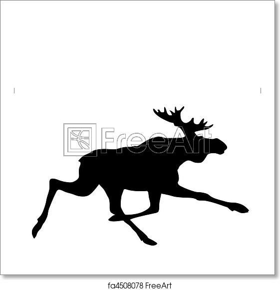 561x581 Free Art Print Of Vector Silhouette Moose On White Background