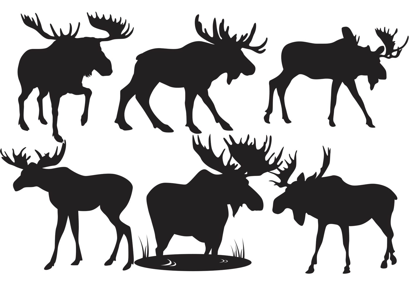 1400x980 Moose Silhouette Vectors