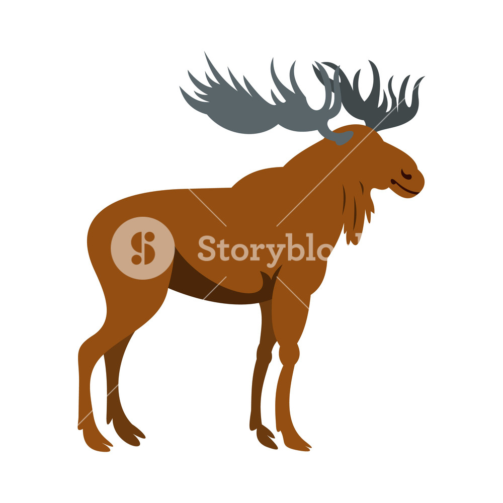 1000x1000 Moose Icon Isolated On White Background Vector Illustration