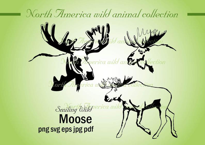 794x561 Moose Vector Graphic Art Printable Deer Clipart America Etsy