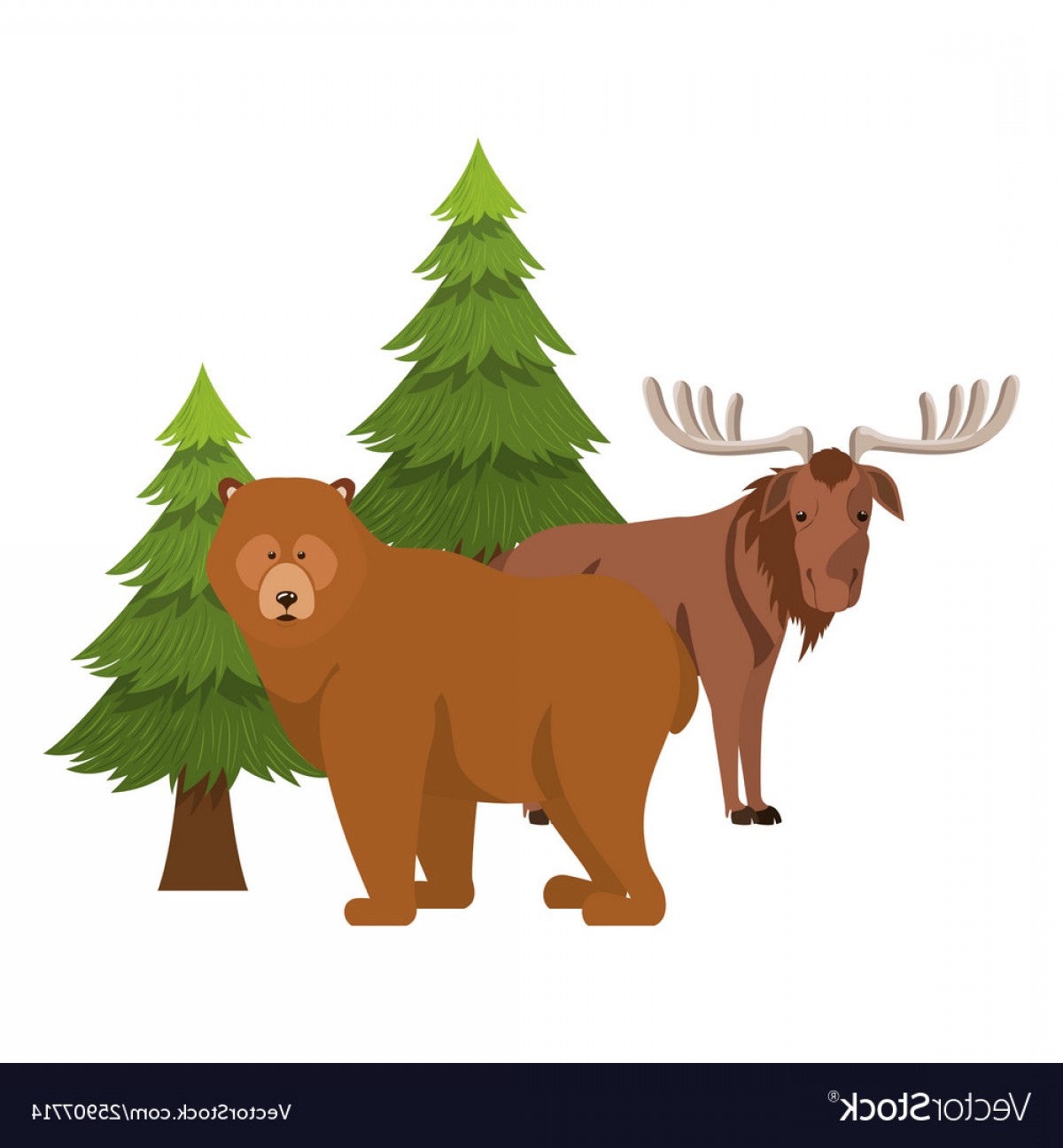 1200x1296 Bear And Moose Forest Animal Canada Design Vector Soidergi