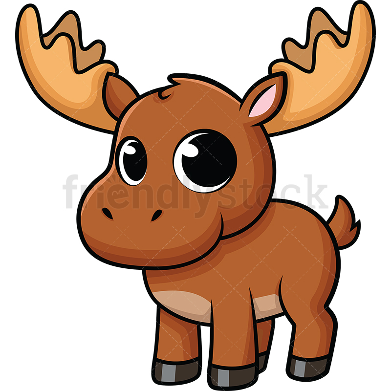 800x800 Cute Baby Moose Cartoon Vector Clipart
