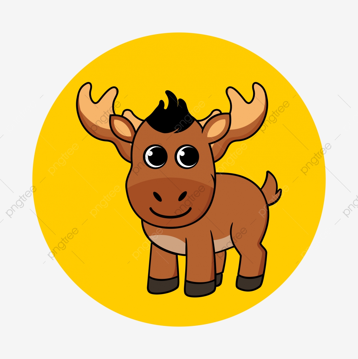 1200x1201 Cute Baby Moose Vector Illustration, Moose, Babymoose, Animal Png