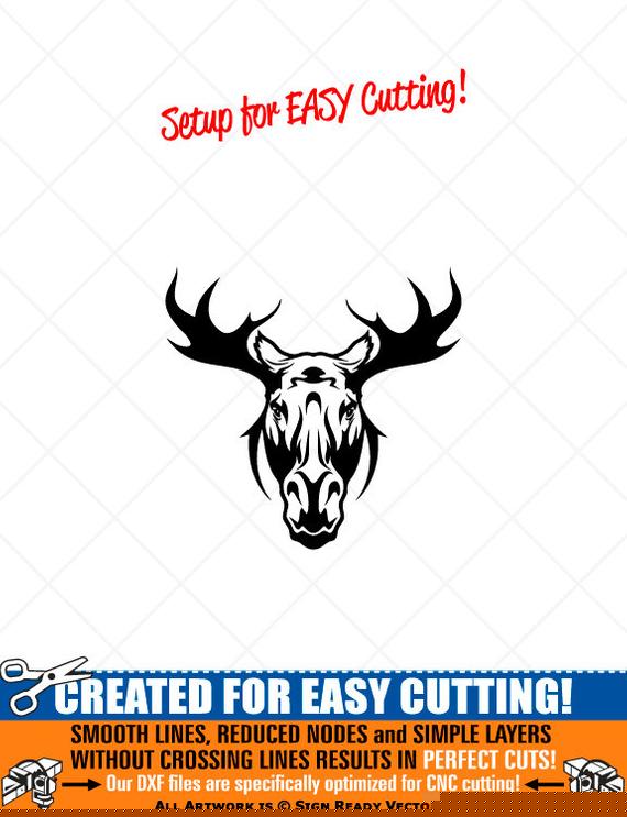570x743 Moose Animal Head Clipart Vector Clip Art Graphics Digital Etsy