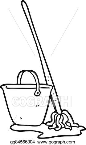 279x470 Good Illustration Black And White Cartoon Mop And Bucket