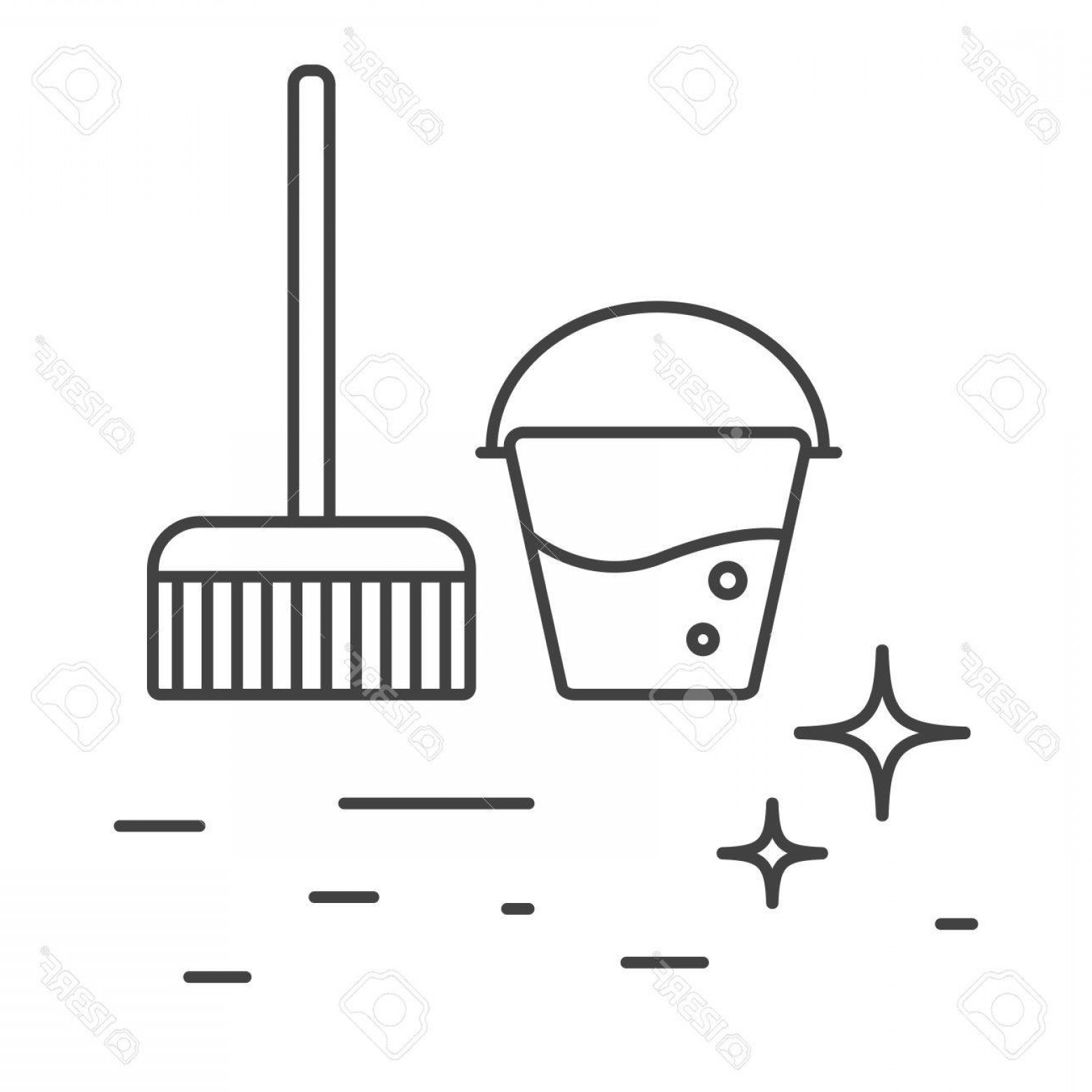 1560x1560 Photostock Vector Cleaning Tools Bucket With Water And Mop Line
