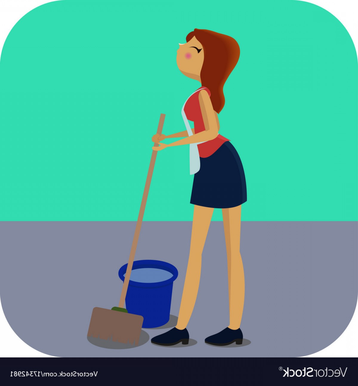1200x1296 Cleaning Woman With Mop And Bucket Vector Soidergi