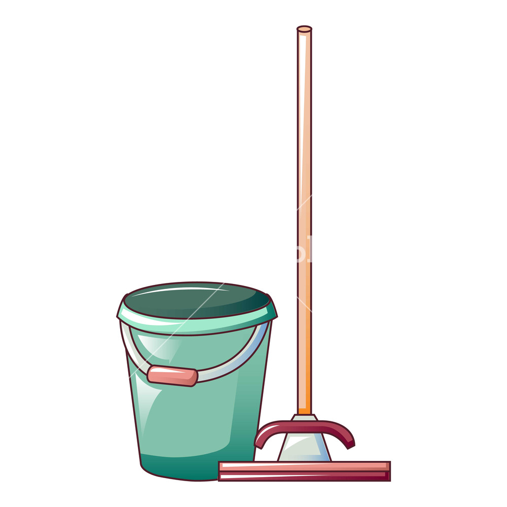 1000x1000 Cleaning Mop Green Bucket Icon Cartoon Of Cleaning Mop Green
