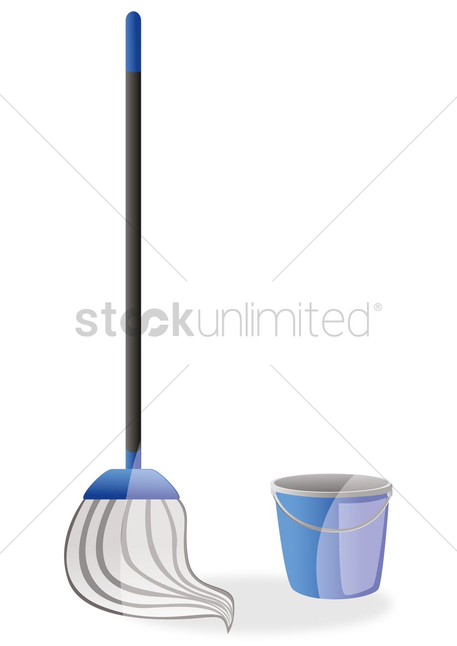 919x1300 Cleaning Mop With Bucket Vector Image