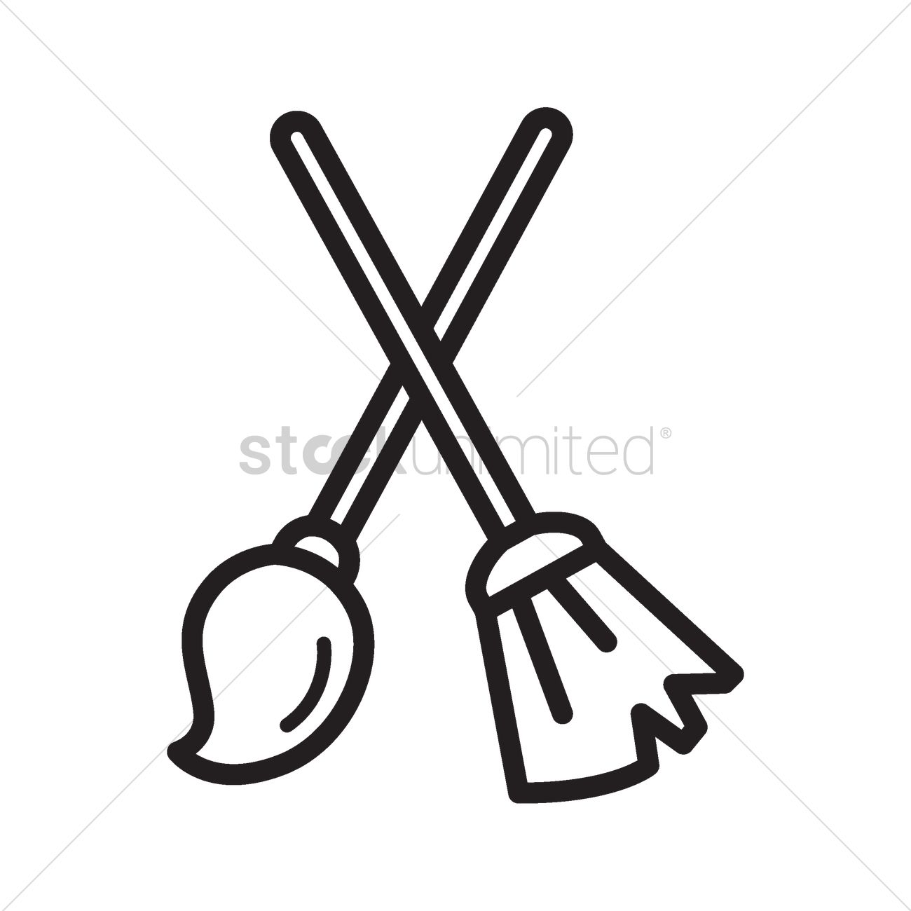 1300x1300 Broomstick And Cleaning Mop Vector Image