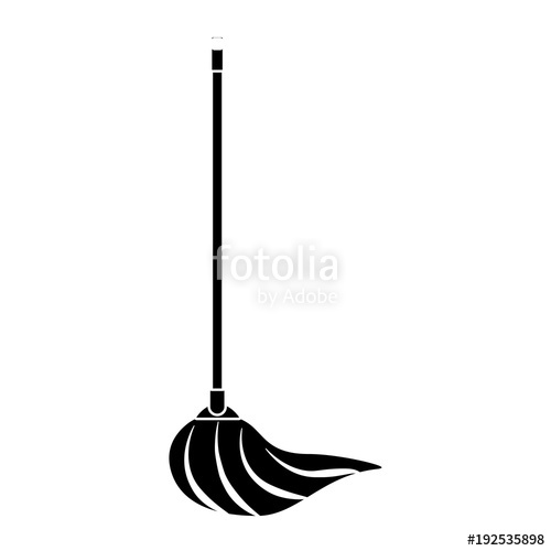 500x500 Mop Cleaning Housework Tool Hygiene Vector Illustration Black