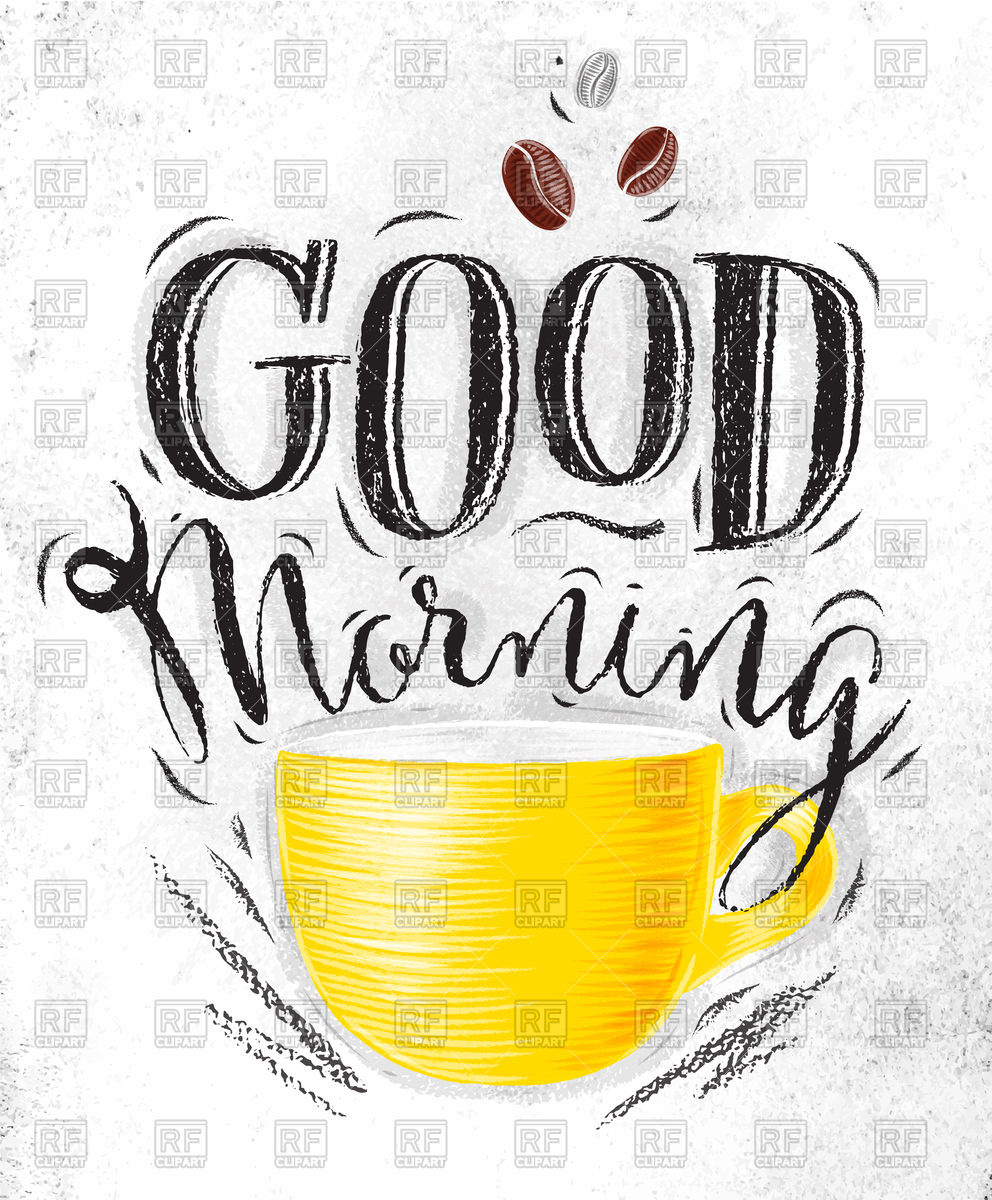 992x1200 Poster With Cup Of Coffee Lettering Good Morning Vector Image