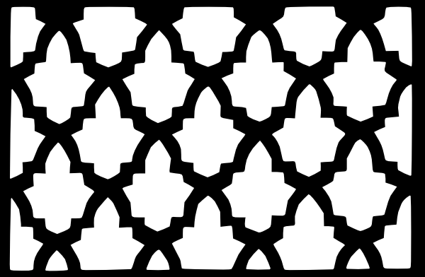600x392 Moroccan Lattice Tile Black White Clip Art
