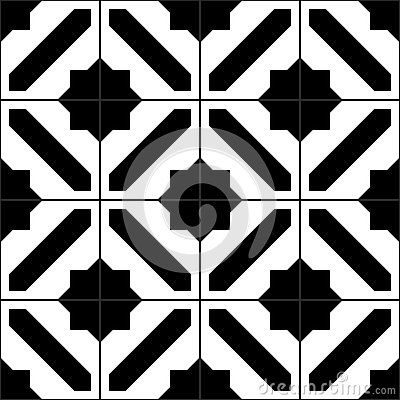 400x400 Black And White Simple Moroccan Tiles Seamless Pattern, Vector
