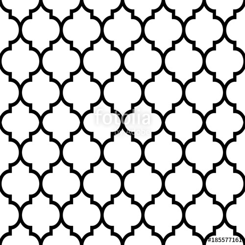 500x500 Moroccan Tiles Design, Seamless Black Pattern, Geometric