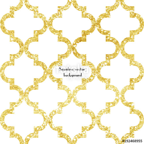 500x500 Vector Seamless Background Golden Glitter Moroccan Tiles Pattern