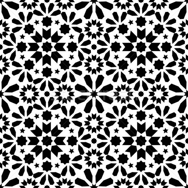 600x600 Geometric Seamless Pattern, Moroccan Tiles Design, Seamless Black