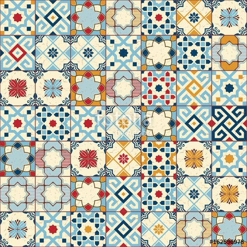 500x500 Gorgeous Seamless Pattern White Colorful Moroccan, Portuguese