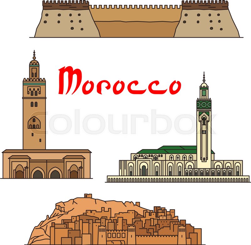 800x780 Morocco Historic Landmarks And Stock Vector Colourbox