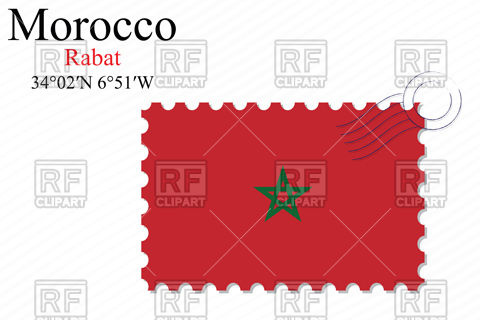480x320 Postage Stamp With Flag Of Morocco Vector Image Of Signs, Symbols