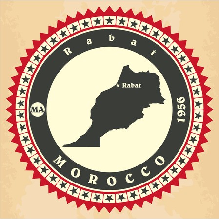 449x450 Vintage Label Sticker Cards Of Morocco Vector Illustration