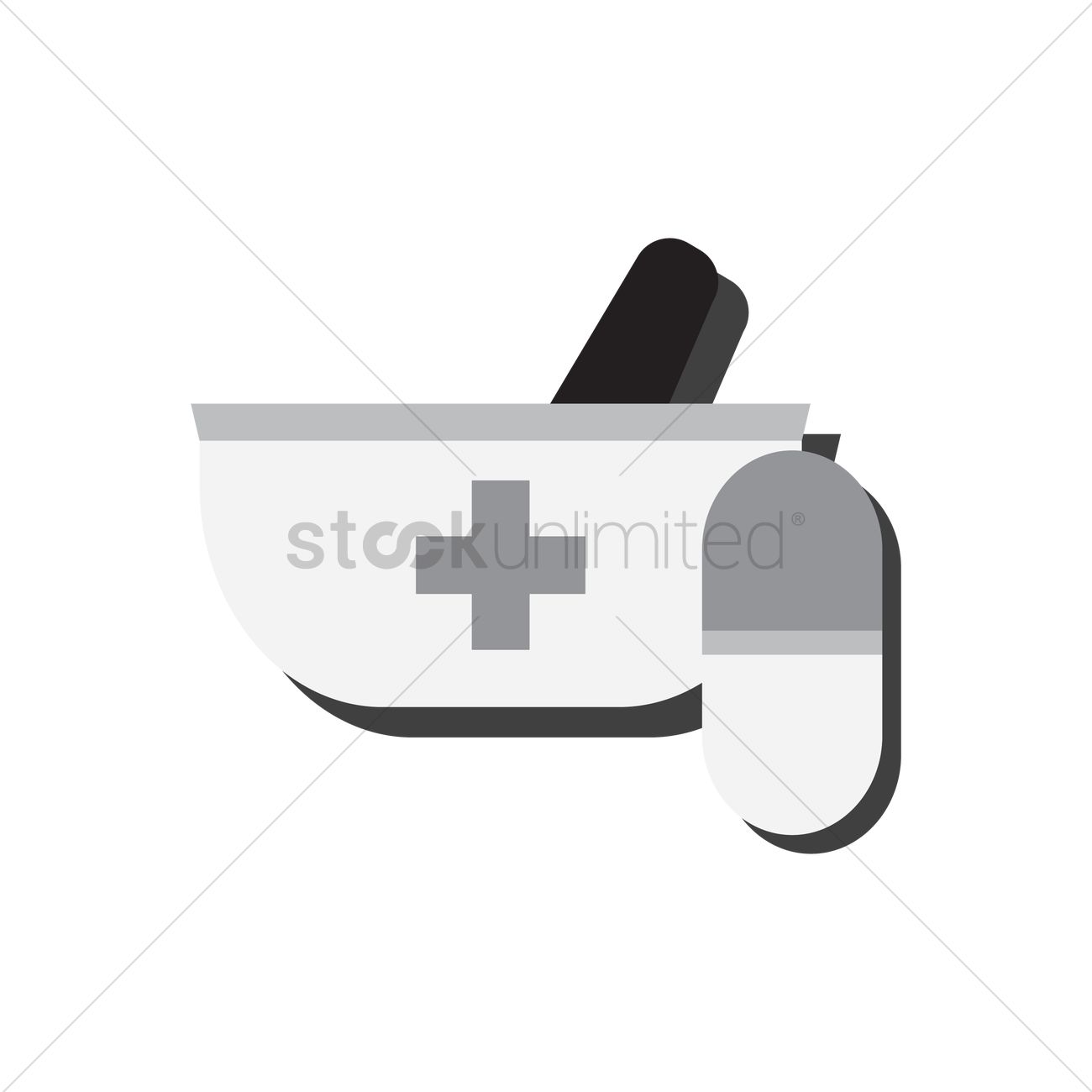 1300x1300 Free Capsule With Medical Mortar And Pestle Vector Image