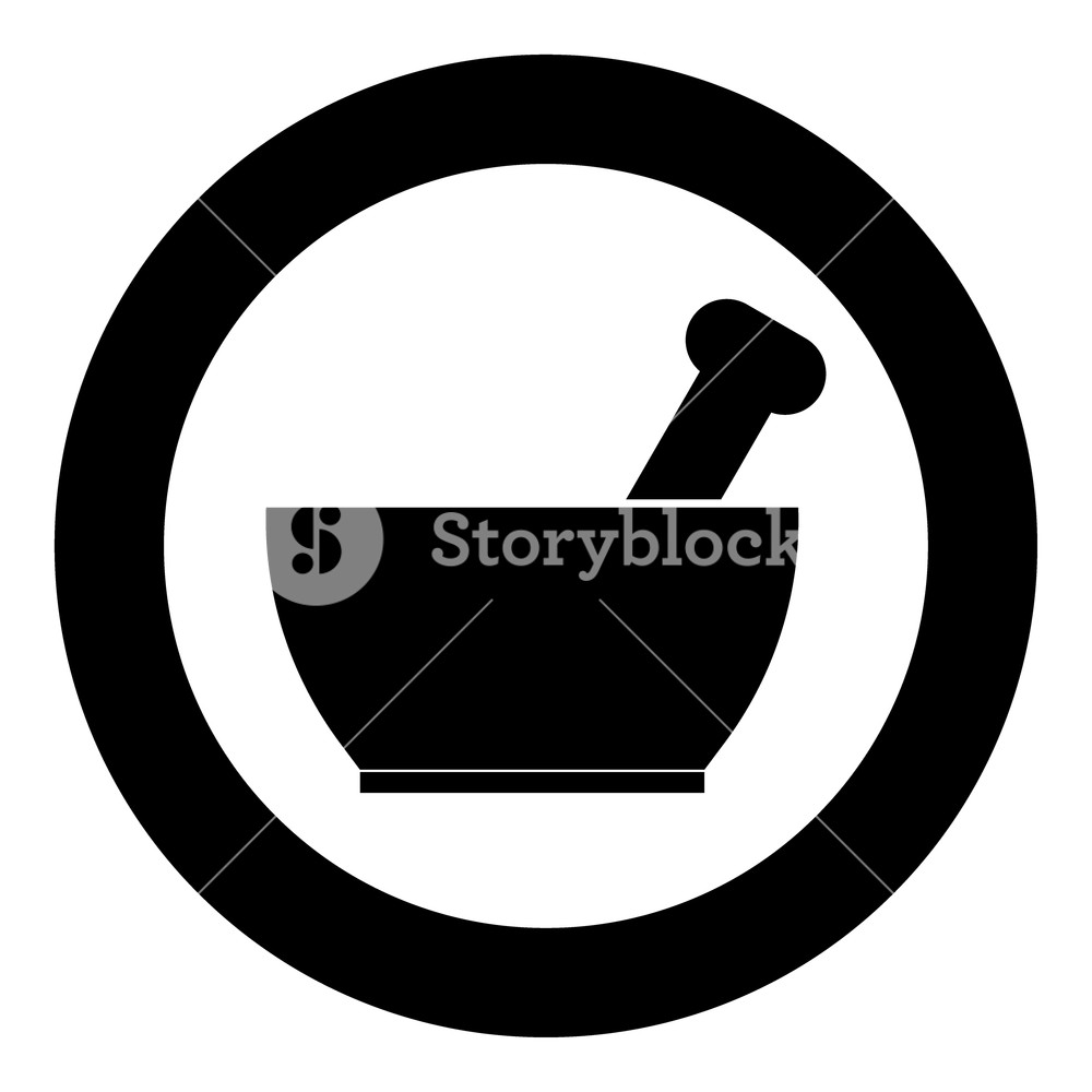 1000x1000 Mortar And Pestle Icon Black Color In Circle Or Round Vector