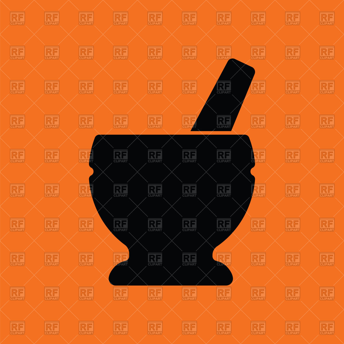 1200x1200 Mortar And Pestle Icon On Orange Background Vector Image Of Icons