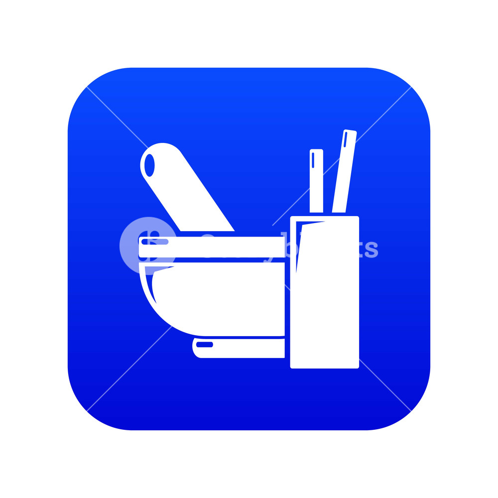 1000x1000 Mortar Pestle Icon Blue Vector Isolated On White Background