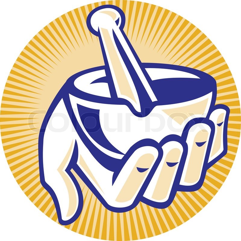 800x800 Pharmacist Hand Holding Mortar Pestle Stock Vector Colourbox