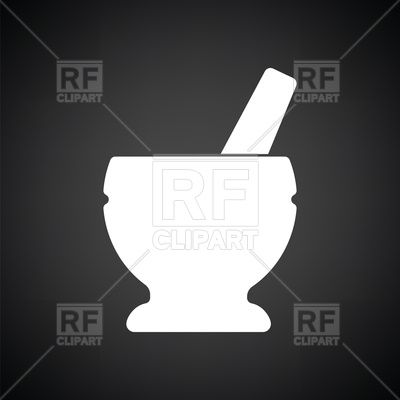 400x400 Icon Of Chemistry Mortar With Pestle On Black Background Vector